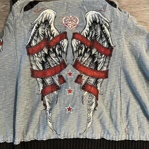 Sinful by Affiction y2k emo grunge goth angel wings hoodie short sleeve